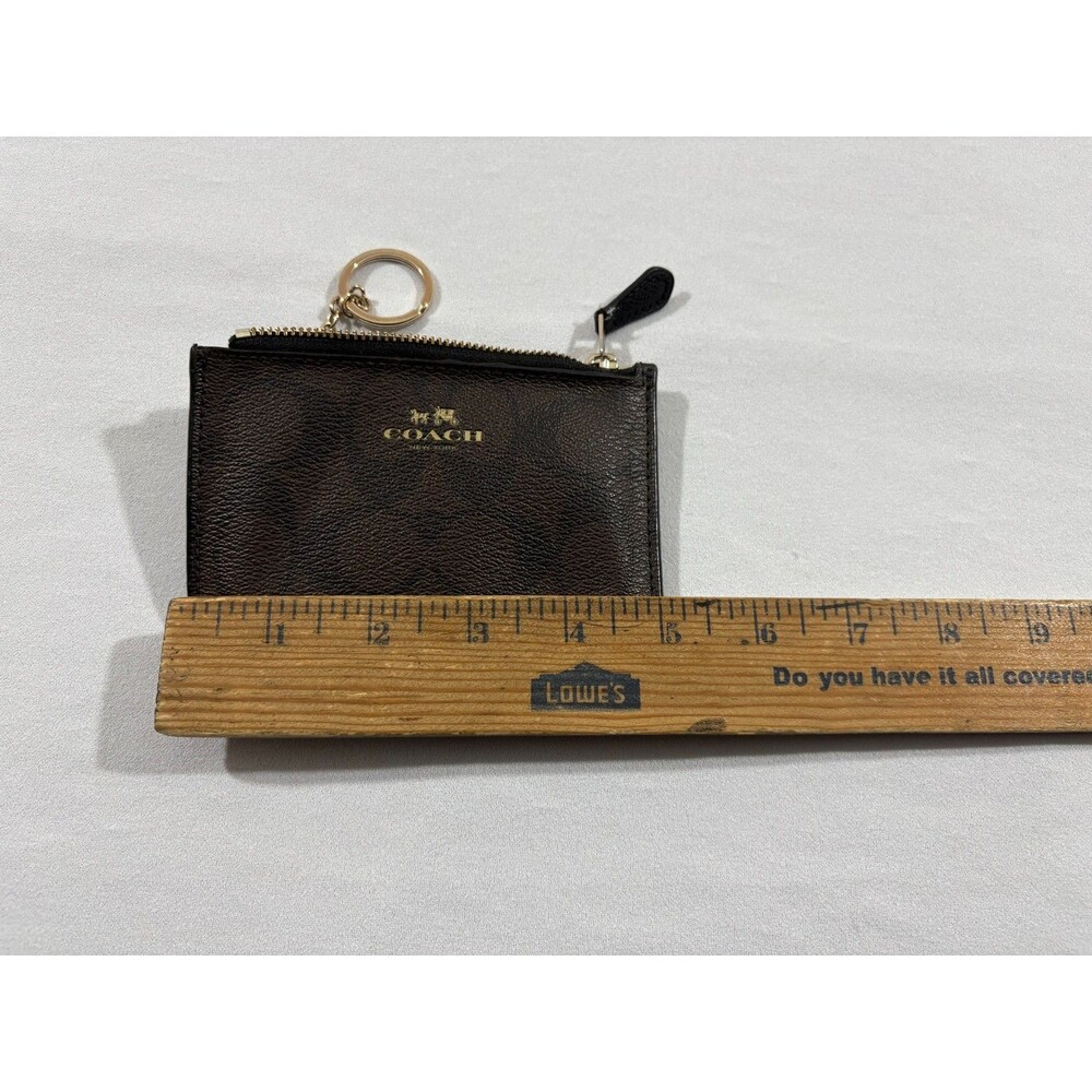 Coach Y2K VTG ID Skinny Wristlet Signature Brown Black Grain Leather Wallet - Picture 8 of 9
